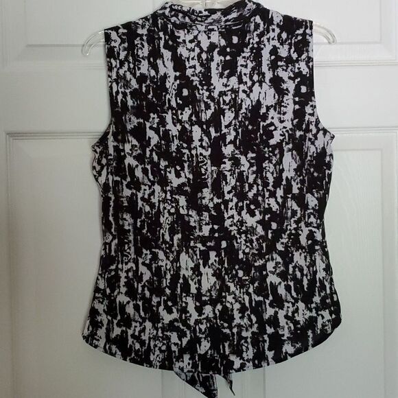 Calvin Klein Animal Print Sleeveless Button Front Tie Neck Blouse Size S⦠- Picture 5 of 7